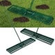 Lawn leveling rake with a 46 x 10 inch wide plate, heavy-duty metal frame, and long handle for easy soil leveling.