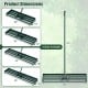 Lawn leveling rake dimensions showing 46 x 10 inch heavy-duty tool with adjustable handle for easy soil leveling.