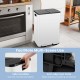 Dual compartment 8-gal trash can in white with side handles and anti-slip foot pads for easy waste sorting in any space.