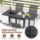 Close-up of the sturdy aluminum frame of the outdoor dining table, ideal for all-weather use in backyards or patios.