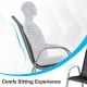 Tilted backrest and curved armrests of a stackable chair from the outdoor dining set for comfortable seating.