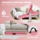 Folding gymnastics balance beam in pink, featuring a pine wood frame and carrying handles for easy transport and.