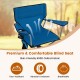 Portable foldable hunting chair in blue with 360° swivel, 600D oxford fabric, and mesh cup holder for outdoor.