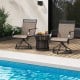 Brown patio swivel dining chairs set of 2 with heavy-duty metal frame, perfect for poolside relaxation.