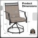 Patio swivel dining chair dimensions with heavy-duty metal frame, brown fabric, and 400 lbs weight capacity for outdoor.