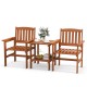 Wooden chairs with slatted design and comfortable armrests, paired with a bistro table, ideal for outdoor gatherings.