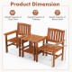 Dimensions of the 3 Piece Patio Bistro Table and Chairs Set, showcasing sturdy wood design and umbrella holes for.