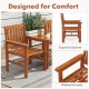 Patio bistro chair with ergonomic backrest and widened armrests, made of sturdy wood for outdoor relaxation.