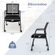 Black office guest chair with wheels, metal frame, ergonomic design, and breathable mesh backrest for comfort and.