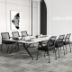 Black office guest chairs on wheels with metal frame, ergonomic design, and mesh backrest, ideal for meeting rooms.