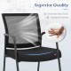 Black office guest chair with breathable mesh backrest, high-density sponge seat, and ergonomic design for comfort.