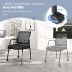 Black office guest chair with armrests and 360° wheels, featuring a breathable mesh backrest for optimal comfort.