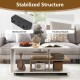 Rectangular coffee table with L-shaped middle shelf, featuring reinforced feet and thickened boards for stability.