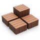 Stack of 18 interlocking 12 x 12 inch brown deck tiles, featuring a slatted design for drainage and weather resistance.