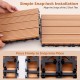 Interlocking deck tiles showing simple snap-lock installation, brown weather-resistant material for outdoor use.