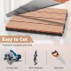 Interlocking deck tiles in brown, easy to cut for custom fitting, ideal for patios and outdoor spaces.