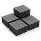Stacked 18 pieces of 12 x 12 inch gray interlocking deck tiles, featuring a weather-resistant design for outdoor use.