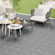 Gray 12 x 12 inch interlocking deck tiles with anti-slip texture, perfect for outdoor patios and decks.