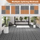 Gray interlocking deck tiles in a slatted design, perfect for outdoor patios, offering weather resistance and easy.