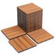 Interlocking deck tiles in brown, 12 x 12 inches, ideal for patios with a weather-resistant, anti-slip surface.