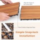 Interlocking deck tiles in brown, showcasing simple snap-lock installation for easy setup in outdoor spaces.