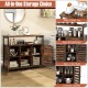 Buffet cabinet with slatted door, rustic brown finish, featuring adjustable shelves for versatile storage solutions.