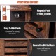 Buffet cabinet with slatted door, rustic brown finish, featuring magnetic push-to-open latches and adjustable shelves.