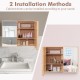 Double door bathroom wall cabinet with mirror, featuring adjustable shelves and natural bamboo finish for stylish.