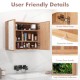 Double door bathroom wall cabinet with recessed handle, showcasing natural bamboo finish and soft-close hinges for.