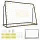 Adjustable 2-in-1 kids soccer rebounder and goal in black, featuring a sturdy frame and weather-resistant net for.