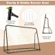 Adjustable 2-in-1 kids soccer goal and rebounder in black with sturdy frame and weather-resistant net for outdoor play.