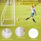 8 x 6 ft soccer goal made of weather-resistant UPVC pipes with ground stakes and cones for stability and training.