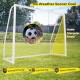 8 x 6 ft weather-resistant soccer goal with sturdy net and ground stakes, ideal for backyard play and training.