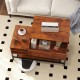 Lift top coffee table in rustic brown with hidden storage and removable shelf, perfect for dining or working.