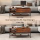 Lift top coffee table in rustic brown featuring a spacious surface and industrial style, perfect for living room.
