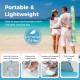Blue UPF50+ sun protection beach umbrella tent with carrying bag, featuring pop-up design and zippered mesh windows for.