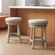 Set of 2 swivel bar stools with wooden frame and linen fabric, perfect for home bars and kitchens.