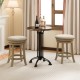 Set of two 24-inch swivel bar stools with wooden frame, upholstered in linen fabric, perfect for home bars and kitchens.