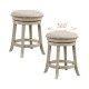 Set of 2 swivel bar stools with a wooden frame, 24 inches high, featuring linen fabric and a retro design for versatile.