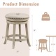 24-inch swivel bar stool with wooden frame, breathable linen fabric, and 350 lbs capacity, ideal for home bars and.