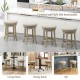 Set of two 24-inch swivel bar stools with wooden frame and linen fabric, ideal for kitchens and home bars.