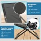Breathable gray sling chair with removable cushion and sturdy powder-coated metal frame, perfect for outdoor relaxation.