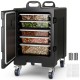 Stackable insulated food pan carrier with 81-quart capacity, featuring 4 drawers, wheels, and handles for easy.