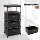 Dresser with 3 fabric drawers and wood top, featuring a metal frame, ideal for living rooms and offices.