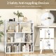 7 cubes open-back bookshelf in white with anti-toppling devices, ideal for safe storage in living room or office.