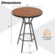 28-inch outdoor bar table with wood-like tabletop and metal legs, featuring an umbrella hole for backyard garden use.