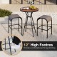 28-inch outdoor bar table with wood-like tabletop and 12" high footrest, ideal for backyard garden relaxation.