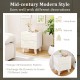 White modern nightstand with a unique 3D geometric pattern, featuring two drawers and a convenient tabletop for decor.