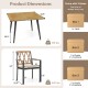 Outdoor dining table with a 42.5” acacia wood top and two chairs with cushions, perfect for patio or garden use.