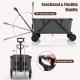 Close-up of the adjustable handlebar on the gray collapsible folding wagon cart, featuring a convenient lock for.